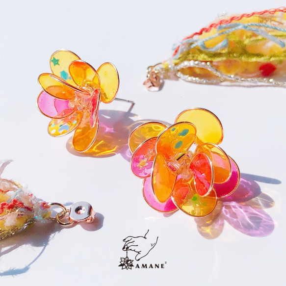 金魚花火 -  糖果黃 (糸 タッセルピアス) 4枚目の画像