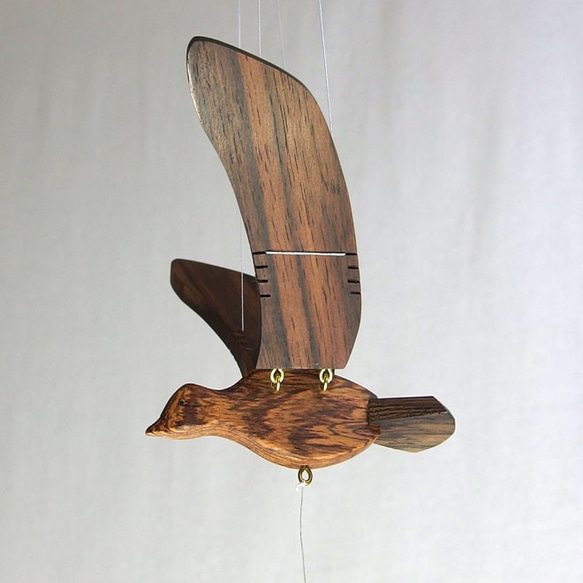 オオルリ②　羽ばたき鳥　木製モビール　　 2枚目の画像