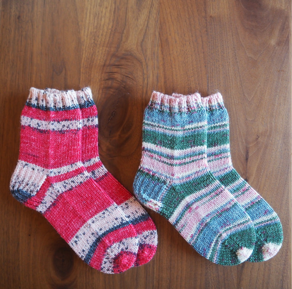 編み図】靴下 サイズ17cm 19cm ソックブロッカー型紙付 編み図