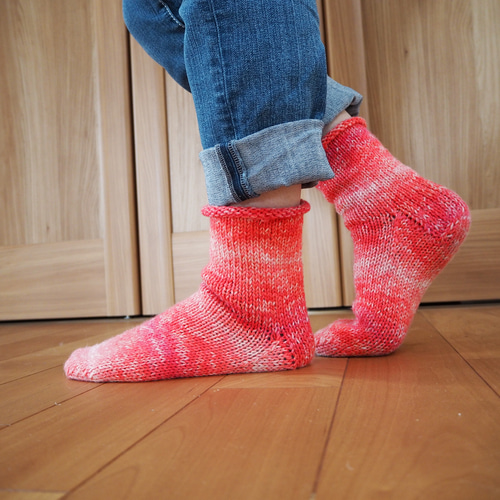 編み図】8本撚りソックヤーンで編むざっくり靴下 編み図・パターン