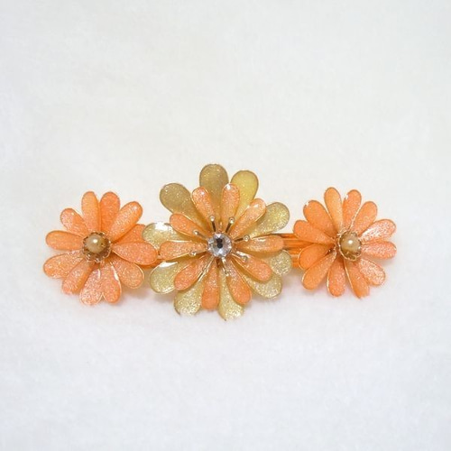 お花のバレッタ♪オレンジ