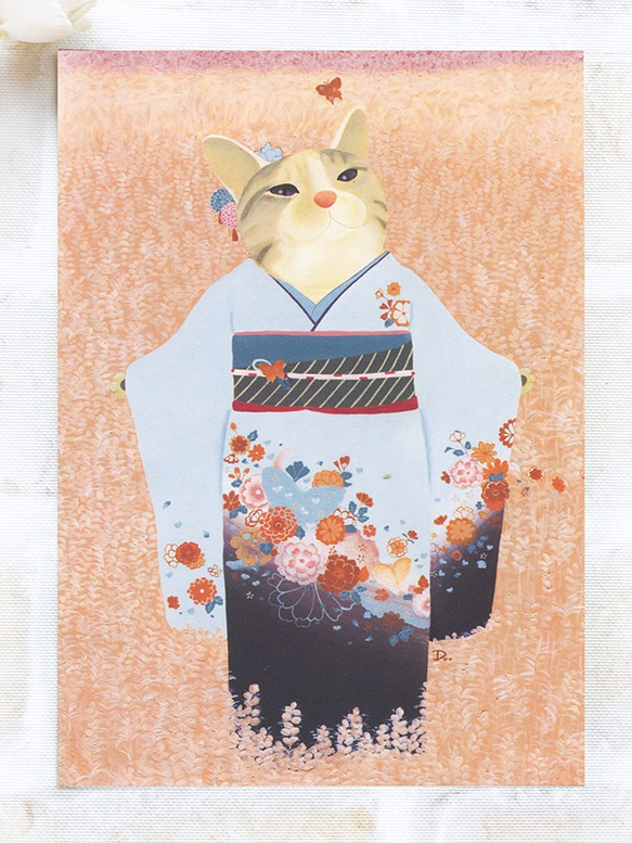 [ドゥー]猫浮世絵●ポストカードキット（段落4 +ギフトは茶封筒を設計）● 3枚目の画像