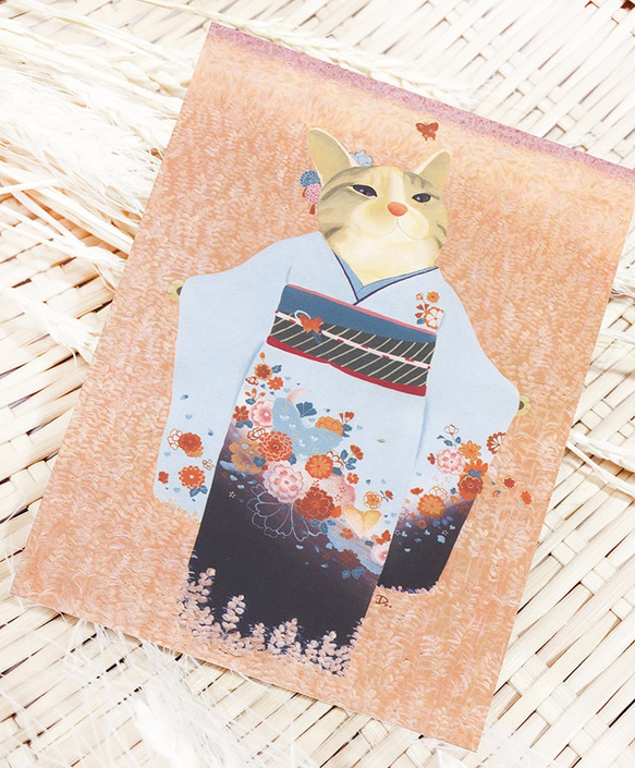 [ドゥー]猫浮世絵●ポストカードキット（段落4 +ギフトは茶封筒を設計）● 2枚目の画像