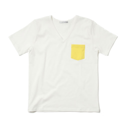 カラフルポケッツ付きTシャツ　オーガニックコットン　【白×イエロー　白×ピンク　白×ブルー】 4枚目の画像