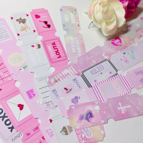 ゆめかわいい♡チケット風フレークシール シール・ステッカー 夢乃中