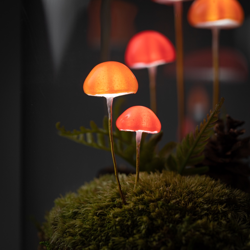 切子ガラス レトロ ☆動作品☆切子ランプ キノコ型 照明器具 ライトスタンド