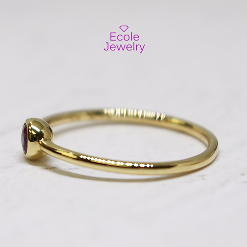 天然ルビーリング3mm・K18 指輪・リング Ecole-Jewelry 通販｜Creema 