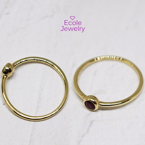 天然ルビーリング3mm・K18 指輪・リング Ecole-Jewelry 通販｜Creema 