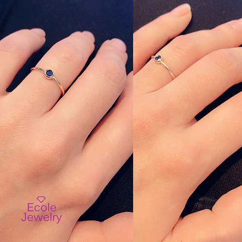 天然ブルーサファイア3mm・K18リング 指輪・リング Ecole-Jewelry