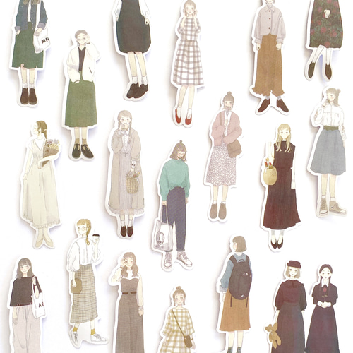 女の子 人物 フレークシール 43枚set #3 [F280] シール・ステッカー