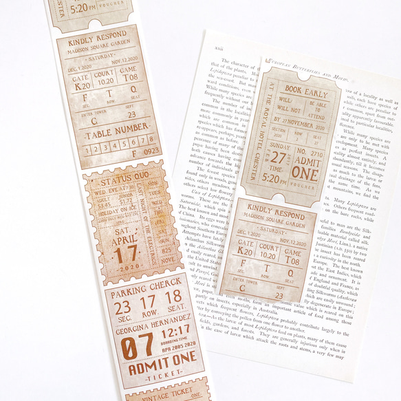 英字 マスキングテープ  《vintage ticket》 [R058] 1枚目の画像