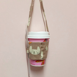 環保飲料杯提袋(粉芋色) 可愛 簡單 可收納 輕巧 方便 好攜帶 第1張的照片