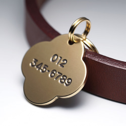 クローバー形の迷子札【真鍮/洋白】犬用 ペット用 ネームプレート ネームタグ ドッグタグ 名札 キーホルダー チャーム 2枚目の画像