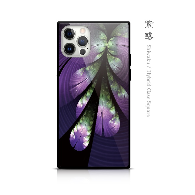 紫惑 - 和風 四角型 強化ガラスiPhoneケース/iPhone15/15Pro/15ProMax