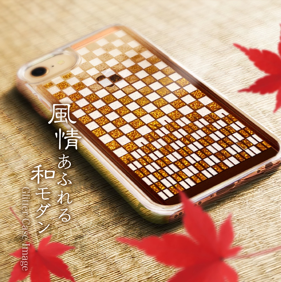 枡組障子 - 和風 グリッターケース【iPhone全機種対応】