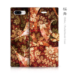 桜舞 - 和風 帯あり 手帳型iPhoneケース【iPhone全機種対応】 1枚目の画像