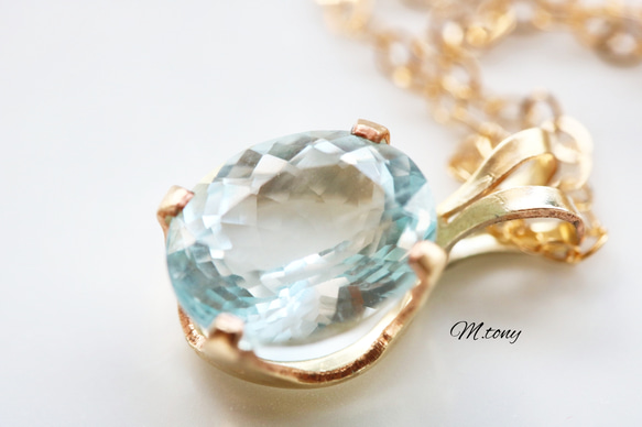 天然石アクアマリン 2.35ct14kgf 大粒ペンダントトップ 「海の