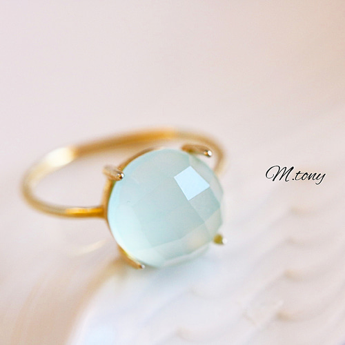 3石リング✳︎アクアカルセドニー stella accessory sor.リング アクアカルセドニー13号