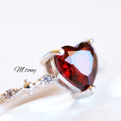 THE !ガーネット「 愛らしさの絶対正義」ハートシェイプ天然石 silver925  9号～18号フリーサイズ特集掲載 10枚目の画像