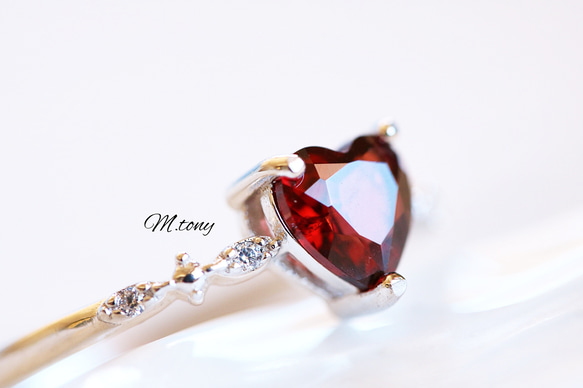 THE !ガーネット「 愛らしさの絶対正義」ハートシェイプ天然石 silver925  9号～18号フリーサイズ特集掲載 10枚目の画像