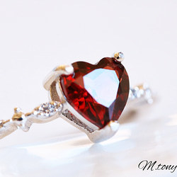 THE !ガーネット「 愛らしさの絶対正義」ハートシェイプ天然石 silver925  9号～18号フリーサイズ特集掲載 1枚目の画像