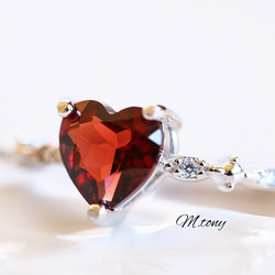 THE !ガーネット「 愛らしさの絶対正義」ハートシェイプ天然石 silver925  9号～18号フリーサイズ特集掲載 2枚目の画像