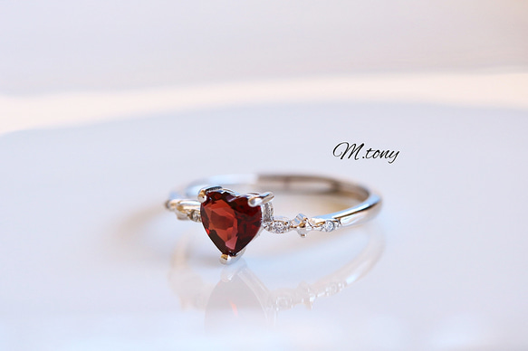 THE !ガーネット「 愛らしさの絶対正義」ハートシェイプ天然石 silver925  9号～18号フリーサイズ特集掲載 6枚目の画像