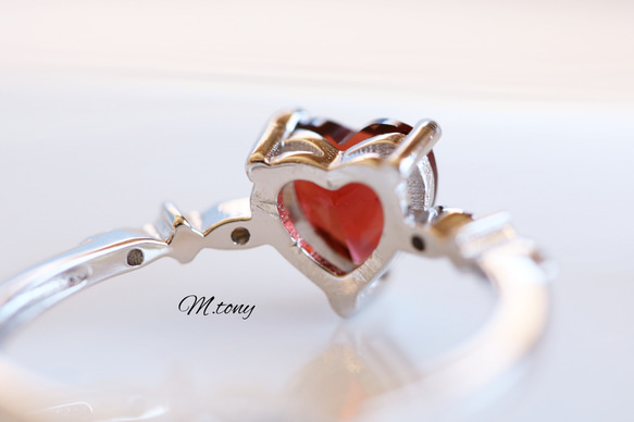 THE !ガーネット「 愛らしさの絶対正義」ハートシェイプ天然石 silver925  9号～18号フリーサイズ特集掲載 8枚目の画像