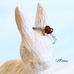 THE !ガーネット「 愛らしさの絶対正義」ハートシェイプ天然石 silver925  9号～18号フリーサイズ特集掲載 9枚目の画像