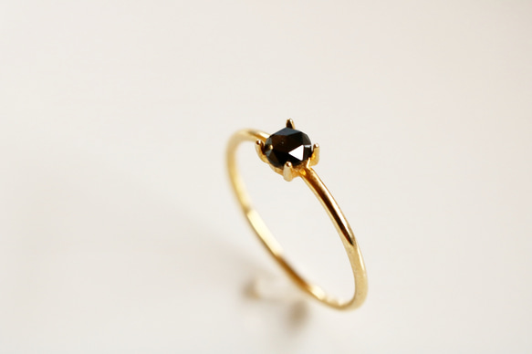 天然石ブラックダイヤモンド「リトル・ブラック・ドレス」ローズカットのクラシックな装い。silver925&18KGP 3枚目の画像