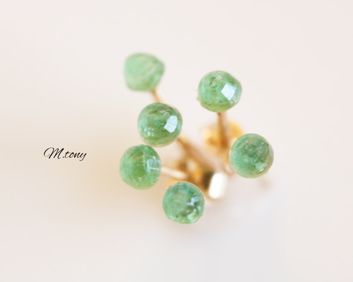 天然石☆極上大粒ミントエメラルド×極上ダイヤモンドクォーツのピアス