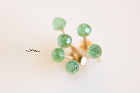 天然石エメラルド 「リトル&リトル」小さなグリーンのまち針ピアス
