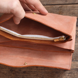 《受注製作》-souple style- long wallet salmon /長財布（サーモン） 3枚目の画像