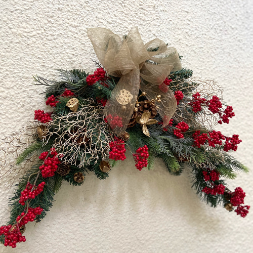 クリスマスリース スワッグ アーティフィシャルフラワーアレンジメント 