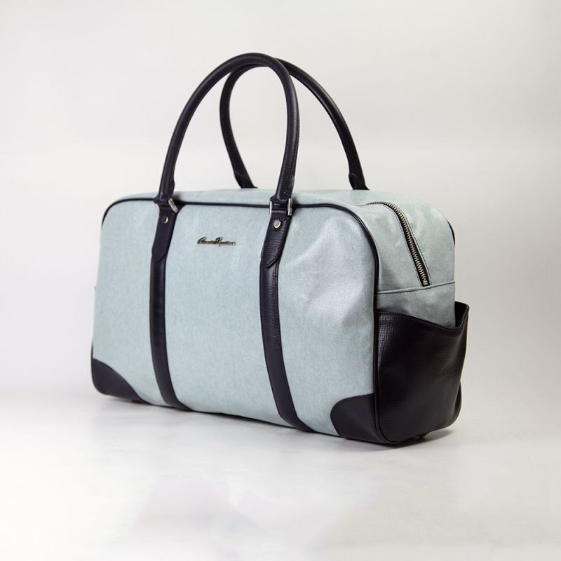 PVC　ミニ  ボストンバッグ　ブルー　防水　豊岡製