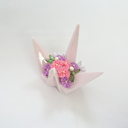 折り紙鶴  ライトピンク 2枚目の画像