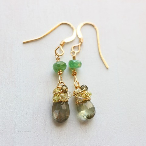 9月誕生石＊サファイア＊ツァボライト＊14kgfピアス＊no.494 ピアス  