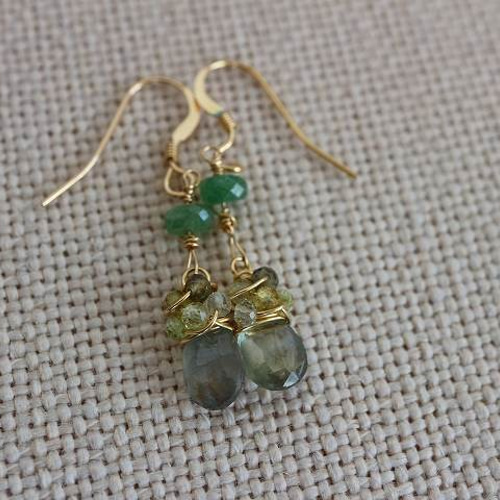 9月誕生石＊サファイア＊ツァボライト＊14kgfピアス＊no.494 ピアス  