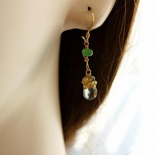 9月誕生石＊サファイア＊ツァボライト＊14kgfピアス＊no.494 ピアス  