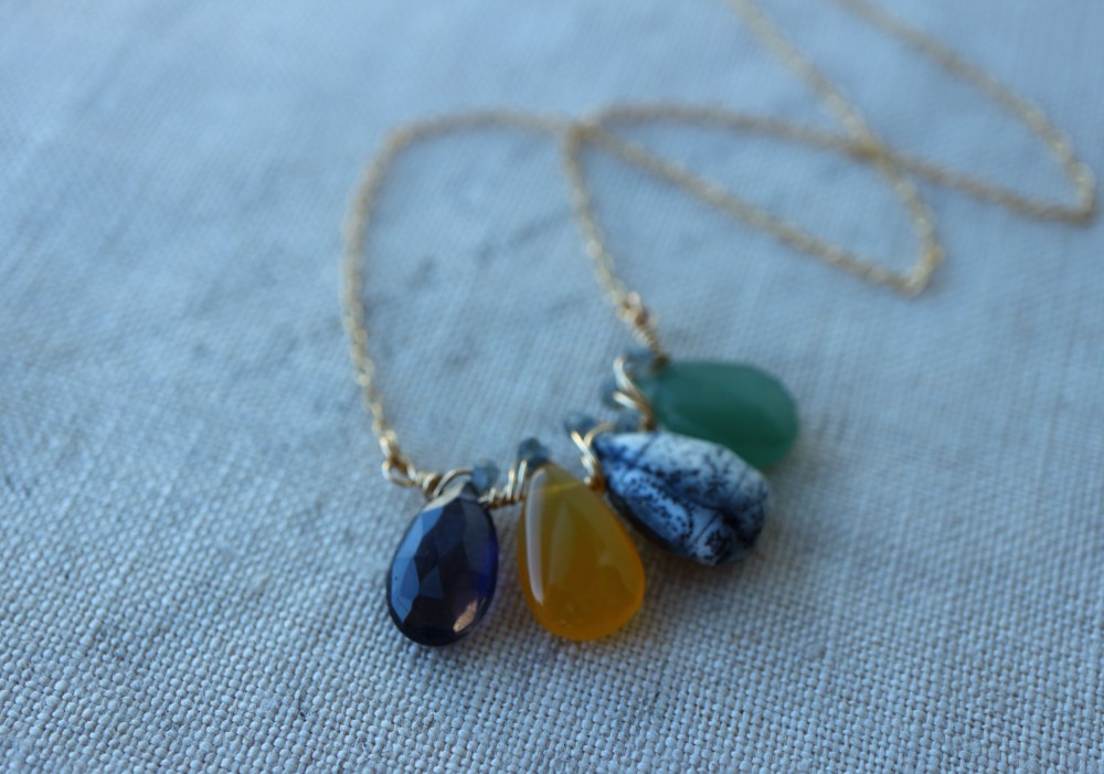 ブーケネックレス＊デンドライトオパール＊アイオライト＊１４kgfネックレス*no.170