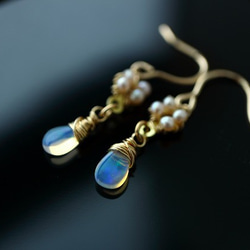 確認用 14kgf ☆エチオピアオパールと淡水パールのピアス