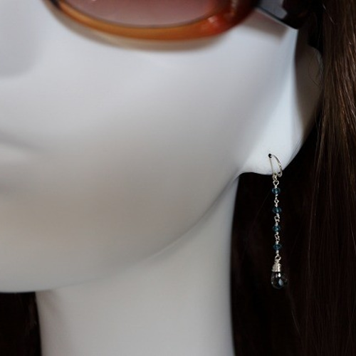 ブラックルチル＊ロングピアス＊シルバーピアス＊no.77 ピアス（フック 
