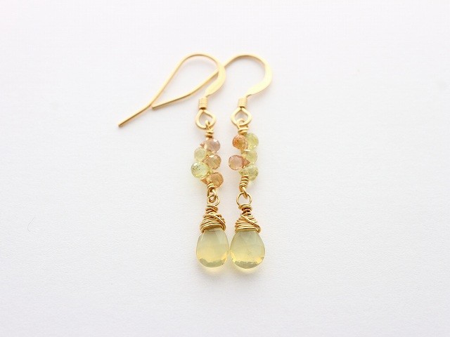 10月誕生石＊サファイア＊エチオピア産オパール＊14kgfピアス＊no.315