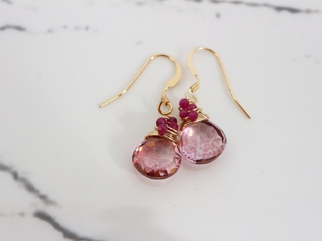 maumaumau◆ルチルクォーツ フープピアス✧14kgf maumaumau様専用◇ルチルクォーツ フープピアス✧14kgf