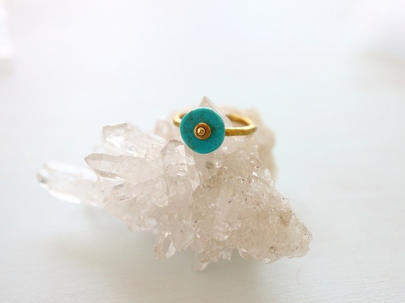 ターコイズ＊真鍮リング＊Ｂrass Point Ring＊no.444 1枚目の画像