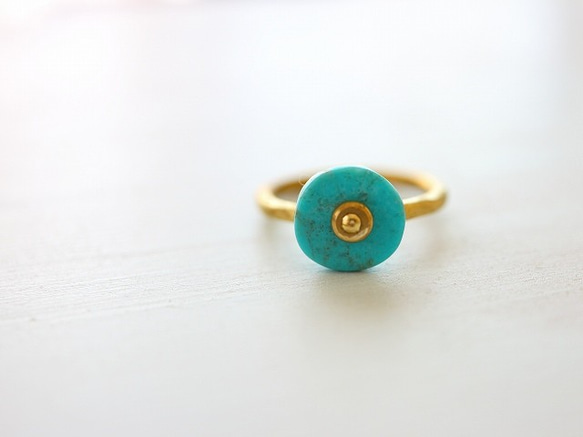 ターコイズ＊真鍮リング＊Ｂrass Point Ring＊no.444 4枚目の画像