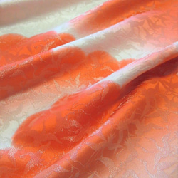 淺桃紅色和朱紅色漸變京都友禪絲綢鶴和雲純絲綢徽章設計丹後chirimen No.155-2左袖後部[90cm×35cm 第5張的照片