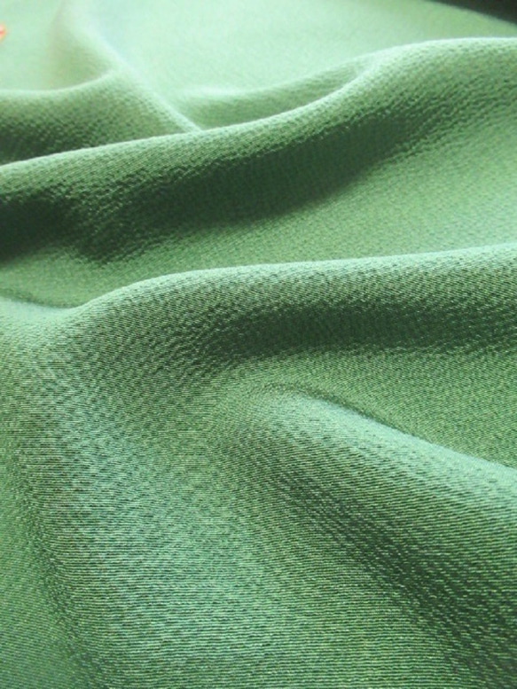 綠色純色真絲探戈千里面No.18-3【長50厘米×寬37厘米】解開絎縫日本布面料被撕下 第2張的照片