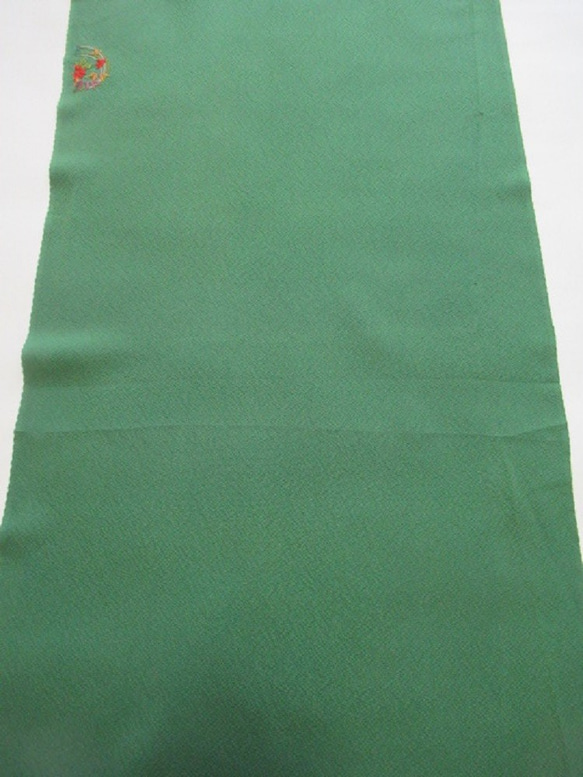 綠色純色真絲探戈千里面No.18-3【長50厘米×寬37厘米】解開絎縫日本布面料被撕下 第3張的照片