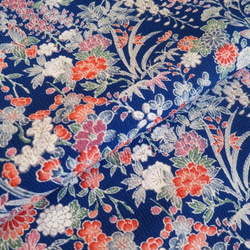 にこふるす◆ 605◆仕付け付◆正絹　加賀友禅袷縮緬地　小紋　四季模様 にこふるす◇ 605◇仕付け付◇正絹 加賀友禅袷縮緬地